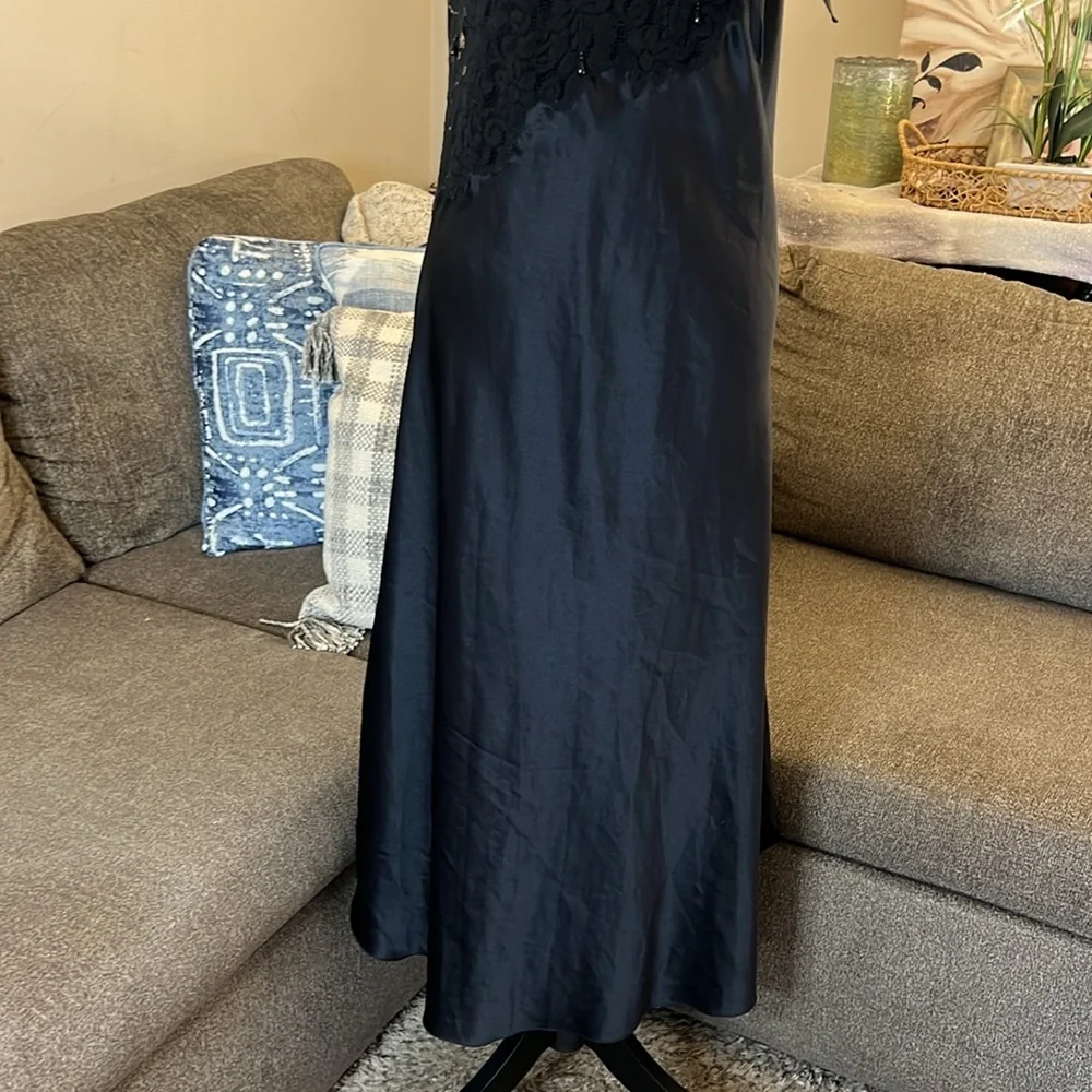 Vintage Victorias secret gold label slip midi‎ black dress Size L